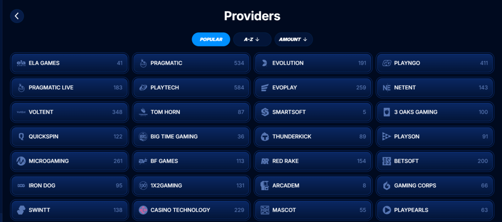Boomerang Bet Casino Providers